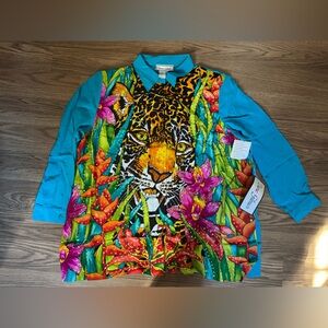 Diane Gilman Turquoise Silk Blouse
